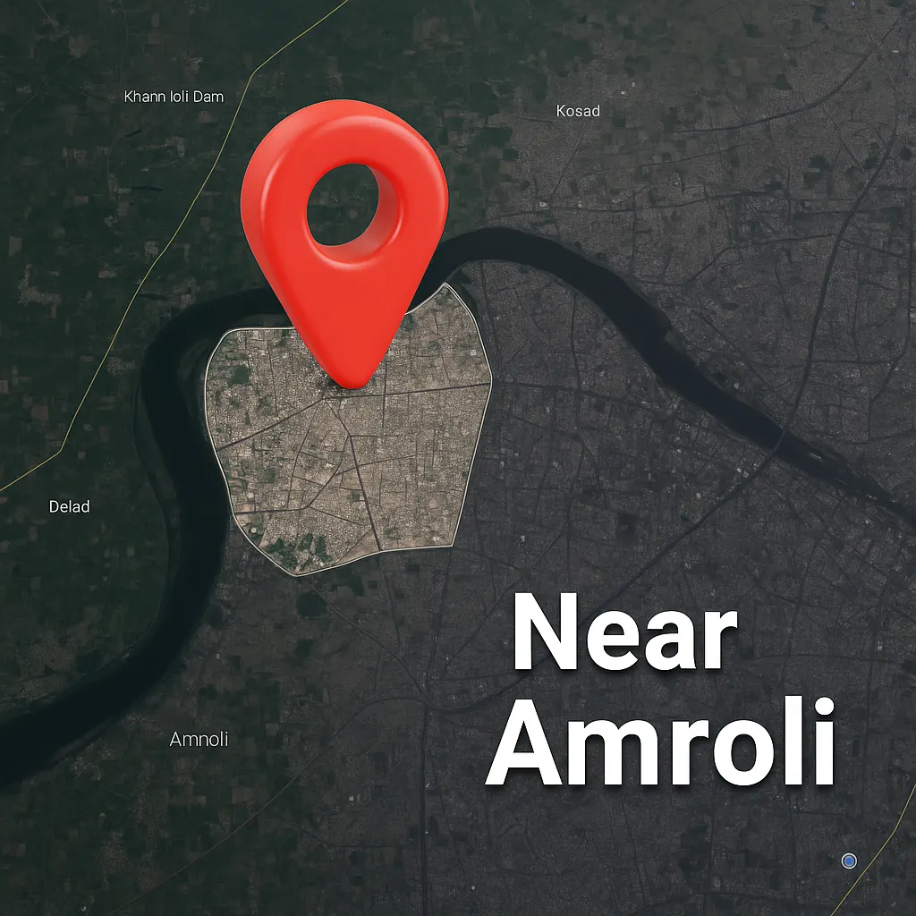 Location of new bungalow projects near Amroli — well-connected area in Surat ideal for buyers of 3BHK & 4BHK villas or investment